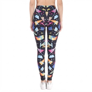 Leggings taille haute à imprimé géométrique, longueur intégrale, extensibles, tricotés, 100% polyester, style sportif, toutes saisons, leggings pour femmes - Product Image 2