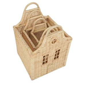 Cesta de Almacenamiento Tejida a Mano para Niños, en Forma de Casa, de Mimbre, para Cuarto de Bebé, Venta al Por Mayor, Proveedor Ecológico - Product Image 1