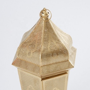 Décorations du Ramadan 2027, porte-bougie en métal doré marocain, lanterne pour la décoration du sol et de la table - Product Image 2