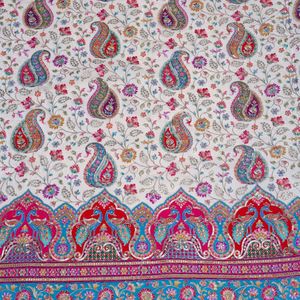 Kurti Anarkali pour filles en tissu crêpe ethnique indien léger, blanc opulent, à motif cachemire paon Daman, 54 pouces, avec broderie de sequins - Product Image 6