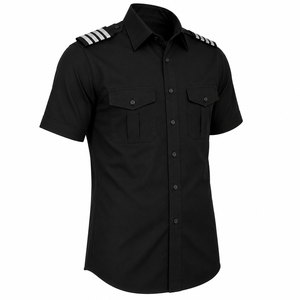Camisa Polo Negra de Manga Corta para Hombre con Franjas en los Hombros, Dos Bolsillos en el Pecho, Poliéster/Algodón, Ropa Casual - Product Image 3