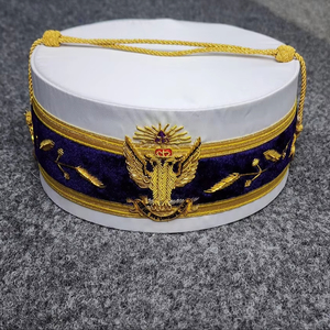 Casquette de Rite Écossais du 33e Degré |   Ailes blanches levées, insignes maçonniques |   Chapeau de Franc-Maçon Brodé - Product Image 1