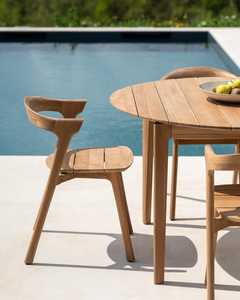 Modern Teak Wood Outdoor Dining <b>Table</b> <b>Round</b> <b>Patio</b> <b>Table</b> Solid Wood Garden Furniture - Product Image 6