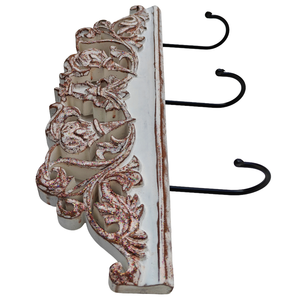 Smart Art Wood Carving Home <b>Key</b> & Clothing Storage White Wash Hanging 3 <b>Hooks</b> Handmade <b>Wall</b> <b>Key</b> Hanger Engineered Wood <b>Key</b> <b>Hooks</b> - Product Image 5