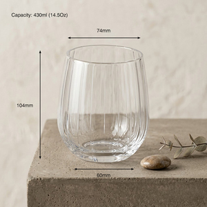 [Holar] Verres à vin sans pied en plastique transparent de 14 oz, design rayé unique, fabriqués à Taïwan, pour événements et cadeaux d'affaires - Product Image 3