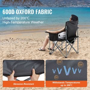 Sedia Pieghevole Portatile Robusta da Campeggio con Portabicchieri, Supporto Lombare Imbottito e Tasche Laterali per Adulti - Ideale per Parchi - Product Image 2