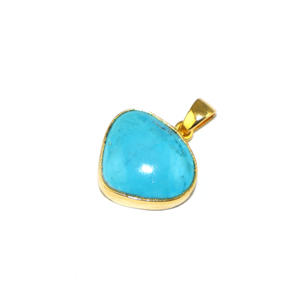 Colgante de Turquesa con Engaste de Bisel Chapado en Oro, Estilo Clásico Solitario, Joyería para Mujer y Niña, Venta al por Mayor a Granel - Product Image 2