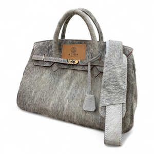 Grey Cow Leather Animal Print Structured Shoulder Bag Metal <b>Lock</b> 3L+ Capacity Premium Luxury Elegant Handbag for Daily Commuting - Product Image 2