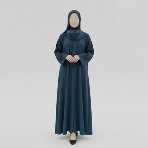 Women 2026 Muslim Modest Straight Chiffon 100% Silk Long Sleeve V-neck Eco-Friendly Breathable Anti-Wrinkle Natural Formal - Product Image 1