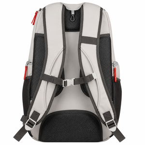 Casual Nylon <b>Backpack</b> 30-<b>40L</b> Water Resistant Zipper Closure Sport Use Gray Black Red Accents - Product Image 2