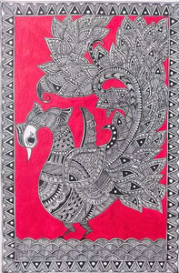 Pintura Folclórica Tradicional Maithili de Primera Calidad - Arte Metálico 3D Hecho a Mano en Jharkhand - Product Image 2