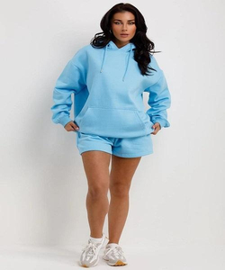 Custom Printing Women Fashion Hoodie Two Piece Hoodie Short Set Ladies Printed 2pc Set Girl women casual sets - Product Image 5