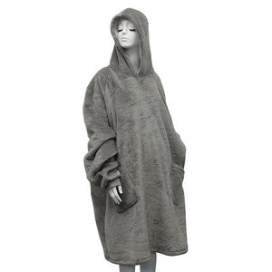 Couverture à capuche pour femme en flanelle et polaire Sherpa, couleur unie, surdimensionnée, extra longue, modèle 2026, vente en gros - Product Image 2