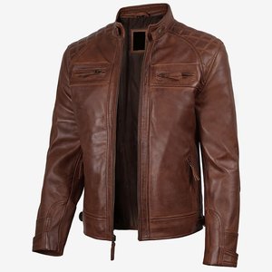 Nouvelle veste marron personnalisée avec logo pour hommes, vestes en cuir vintage, vestes pour hommes, vêtements d'extérieur, veste d'hiver de haute qualité, streetwear - Product Image 4