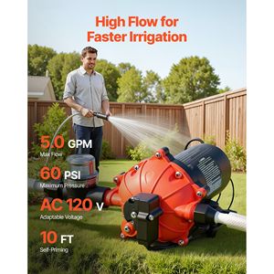 Pompa Elettrica a Diaframma Automatica 110V AC 5 GPM per Trasferimento Acqua, Pressione Massima 60 PSI, Pompa Idraulica a 5 Camere - Product Image 2