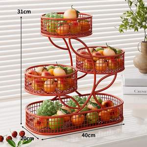 Cesta de frutas metálica para uso en interiores, para decoración de cocina y comedor, con elegante tejido abierto y revestimiento duradero. - Product Image 1