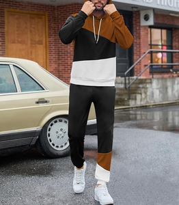Men's Tracksuit 2 Piece Athletic Color Block Hoodie Sweatpants Casual Joggers Set for Men 100% Cotton 320 GSM OEM Custom Logo - Product Image 6