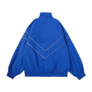 <b>Mens</b> Zipper up Soft Shell <b>Track</b> <b>Jacket</b> With Piping Blank Polyester Elastic Cuffs Unisex Windbreaker Tracksuit - Product Image 5