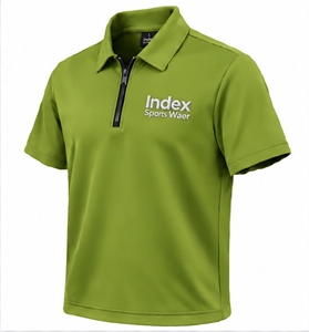 Index <b>Men's</b> Solid <b>Green</b> Short Sleeve Knitted <b>Polo</b> <b>Shirt</b> Quick Dry Sporty Style Regular Fit - Product Image 3