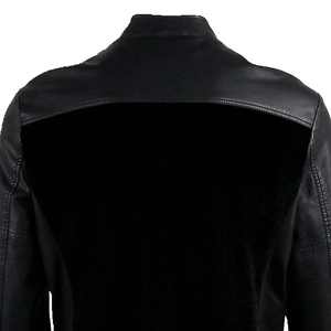 Men's Slim Fit Faux Leather <b>Waterproof</b> Cafe Racer Motorcycle <b>Jacket</b> Front Ribbed Moto Biker Zip-Up Winter Streetwear - Product Image 3