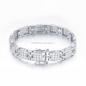 Fine High Quality Jewelry Iced Out Moissanite Diamond Gold Plated 925 Silver Micro Paving Tennis Chain Bracelets for <b>Men</b> - Product Image 1