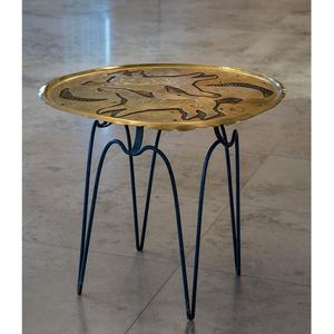 โต๊ะข้างโลหะทรงกลมสไตล์โมเดิร์นขาโลหะสีเงินสำหรับห้องนั่งเล่น - Product Image 1