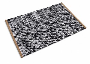 Tapis de porte en coton géométrique noir et blanc, tissé, antidérapant, résistant aux taches, réversible, pour salle de bain, cuisine, entrée - Product Image 2