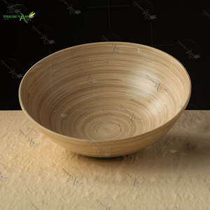 Bol de service léger en bambou écologique avec logo personnalisé pour les ustensiles de cuisine fournis par le Vietnam - Product Image 1