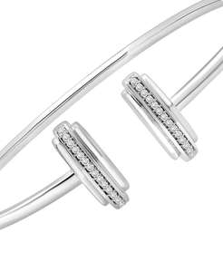Diamond <b>Bar</b> Flex Bangle <b>Bracelet</b> (1/6 ct. <b>t</b>.w.) in Sterling Silver | Macy's - Product Image 3