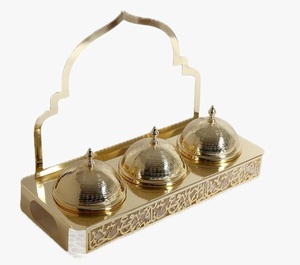 Bandeja de Metal de Lujo para Condimentos con Tapa de Cúpula, Bandeja Decorativa de Alta Gama para Servir en Eventos Árabes, Majlis, Islámicos, Ramadán, Eid, Bodas y Fiestas - Product Image 2