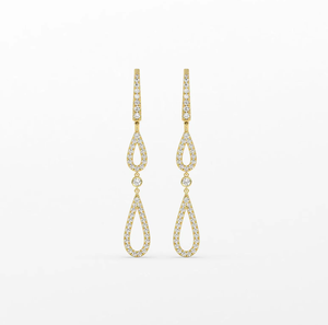 Pendientes de Diamantes Cultivados en Laboratorio con Forma de Corazón, Certificados por IGI, Chapados en Oro de 14 Quilates, Modernos y Elegantes para Mujer, Joyería de Lujo para Fiestas y Bodas - Product Image 1