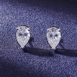 A beautiful pear cut <b>Studs</b> for women engagement wedding daily wear elegant look 925 sterling <b>silver</b> diamond tester passed prongs - Product Image 1