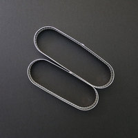 Geperste ovale taartvorm van roestvrij staal, spiegelpolijst, 2 cm hoog, 3 maatopties (13 cm/14 cm/15 cm), oven- en vrieskastbestendig
