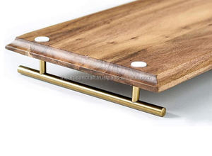 Élégant plateau de service en bois de taille personnalisée avec poignées en métal artisanat naturel pour salle à manger cuisine table basse fêtes restaurants - Product Image 6