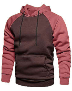 Sudadera con Capucha para Hombre, Color Azul Marino y Azul Claro, Diseño de Bloques de Color, Manga Larga, Cuello Redondo, Bolsillo Tipo Canguro, Estilo Casual - Product Image 3