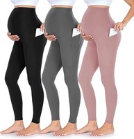 Leggings de Yoga de Cintura Alta al por Mayor, 2 Piezas con Bolsillos, Sólidos, Suaves, Ligeros, de Secado Rápido, Elásticos, Control de Abdomen, para Yoga, Fitness y Maternidad