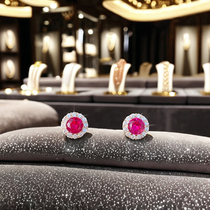 Elegant 14k Solid Gold Classic Unisex <b>Fine</b> Jewelry Natural Diamond Halo <b>Stud</b> <b>Earrings</b> Rhodium Plated Wedding Party Daily Wear - Product Image 6