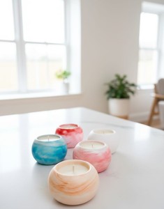 Handmade Ceramic Art <b>Candles</b> Round Soy Wax Scented Floral Plant Minimalist Home Decoration 1 <b>Wick</b> - Product Image 5