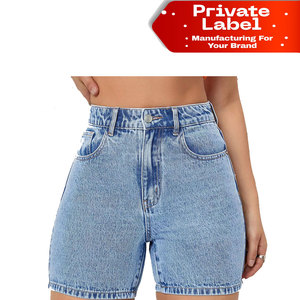 Shorts de Mezclilla Personalizados al por Mayor para Mujer, Cierre de Botones, Cintura Alta, Corte Regular, Jeans Cortos para Dama, Calidad Premium - Product Image 1