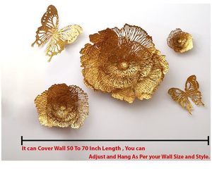 Juego de Esculturas de Follaje en Metal 3D, Chapado en Oro, Decoración de Pared Extra Grande para el Hogar, Estilo Glam - Product Image 3