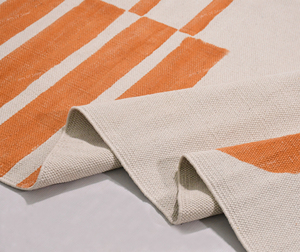 Tappeto Runner da <span class=keywords><strong>Cucina</strong></span> in Cotone a Pelo Corto, Antiscivolo, Ecologico, Stampato a Blocchi, Fatto a Mano, Moderno, <span class=keywords><strong>Arancione</strong></span> - Product Image 6