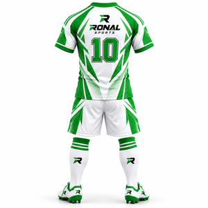 Camisetas de fútbol para hombre 100% poliéster, uniformes deportivos de fútbol, conjunto de uniforme de fútbol negro y naranja, camiseta de fútbol, conjunto de pantalones cortos de fútbol - Product Image 2