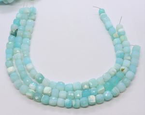 Cuentas facetadas de ópalo peruano natural AAA de 7-8 mm, forma de caja 3D, cuentas de ópalo de Perú de 8 pulgadas para la fabricación de joyería. - Product Image 5