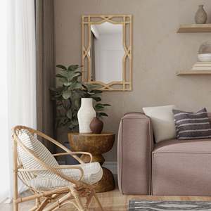 Espejo de Pared de Ratán Extraordinario, Espejo Decorativo con Marco Tejido, Espejo de Pared Decorativo, Perfecto para la Sala de Estar, Decoración del Hogar - Product Image 4