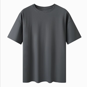 เสื้อยืดคอกลมทรงหลวมโอเวอร์ไซส์ผ้าฝ้าย 100% ระบายอากาศได้ดี สำหรับผู้ชาย สวมใส่สบายในฤดูร้อน ผ้าถักเนื้อนุ่ม ไม่มีลาย - Product Image 3