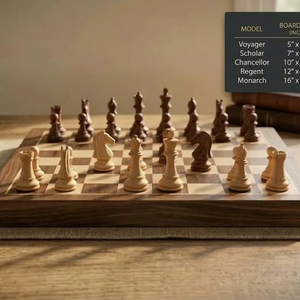 ILAHI's Eco-Friendly Rustic Polished Rectangle <b>Chess</b> <b>Board</b> Game 100% Handmade Pure Wood Animal/Love Style Customized Size <b>Chess</b> - Product Image 1