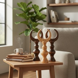 Luxury Wooden Ramadan Crescent Moon Table Decor Islamic Home Decoration Handmade <b>Eid</b> Mubarak Ornament Arabic Living Room Display - Product Image 2