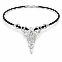 Collier ras du cou de luxe en chrome avec diamants pour femme, pendentif diamant blanc taille marquise, collier en corde couleur personnalisée