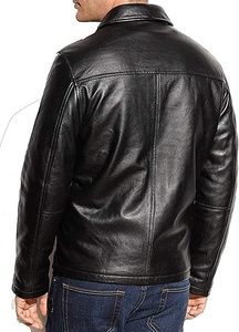 <b>Men</b> Genuine Leather Hooded Moto <b>Jacket</b> With Zipper Closure Regular Fit Autumn Wear - Product Image 3