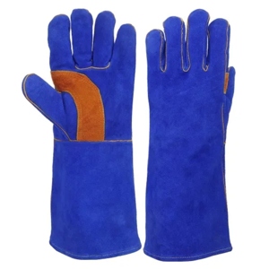 Guantes de Seguridad Reforzados de Piel de Vacuno, Certificación CE, 11 oz, 40 cm, Antideslizantes, Antiestáticos, Transpirables, con Puño Industrial Resistente al Fuego - Product Image 5